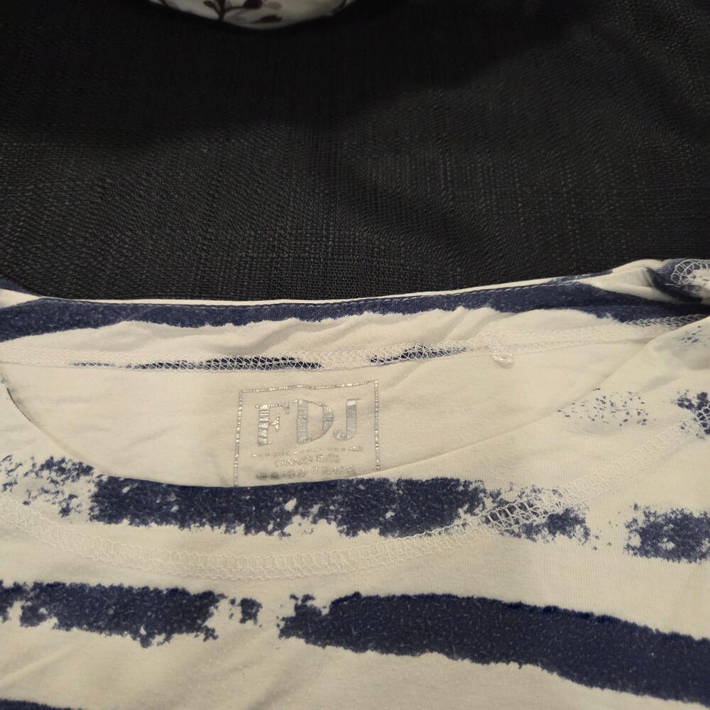 FDJ French Dressing Jeans Nautical Striped Knit Top White Blue Womens Size XL - Picture 4 of 12